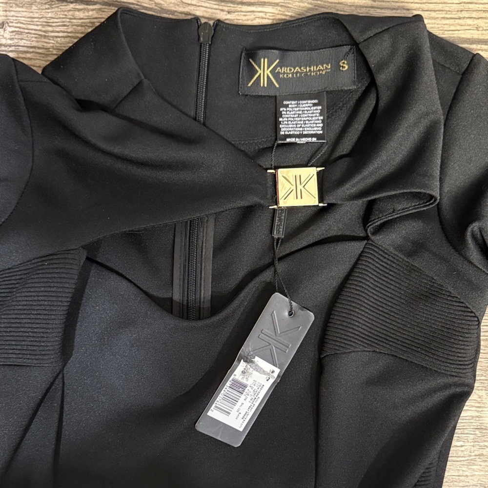 Kardashian Kollection Black Sheath Dress with Front Cutout - Picture 4 of 5